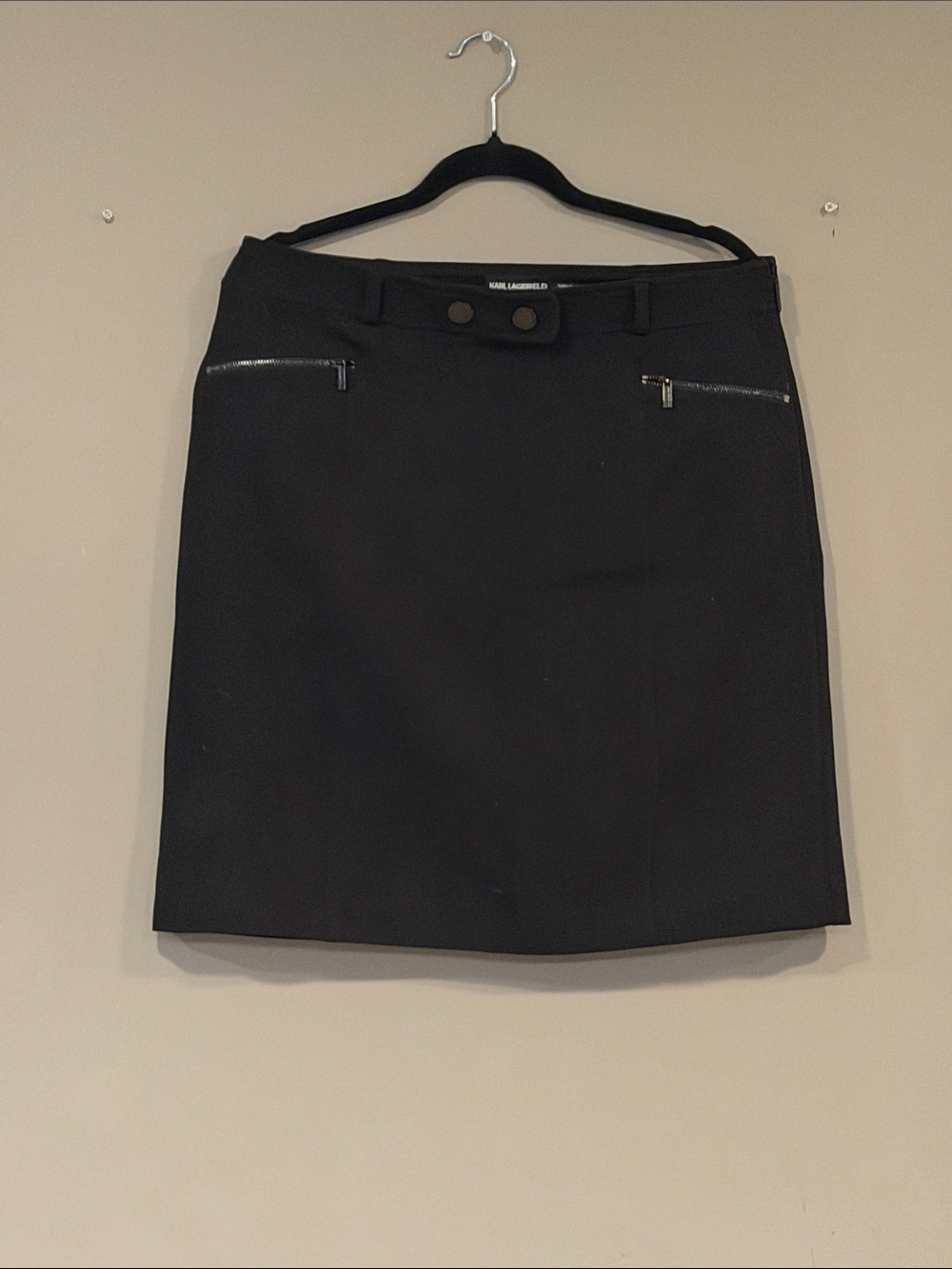 Karl Lagerfeld Black Mini Skirt with Zip Details
